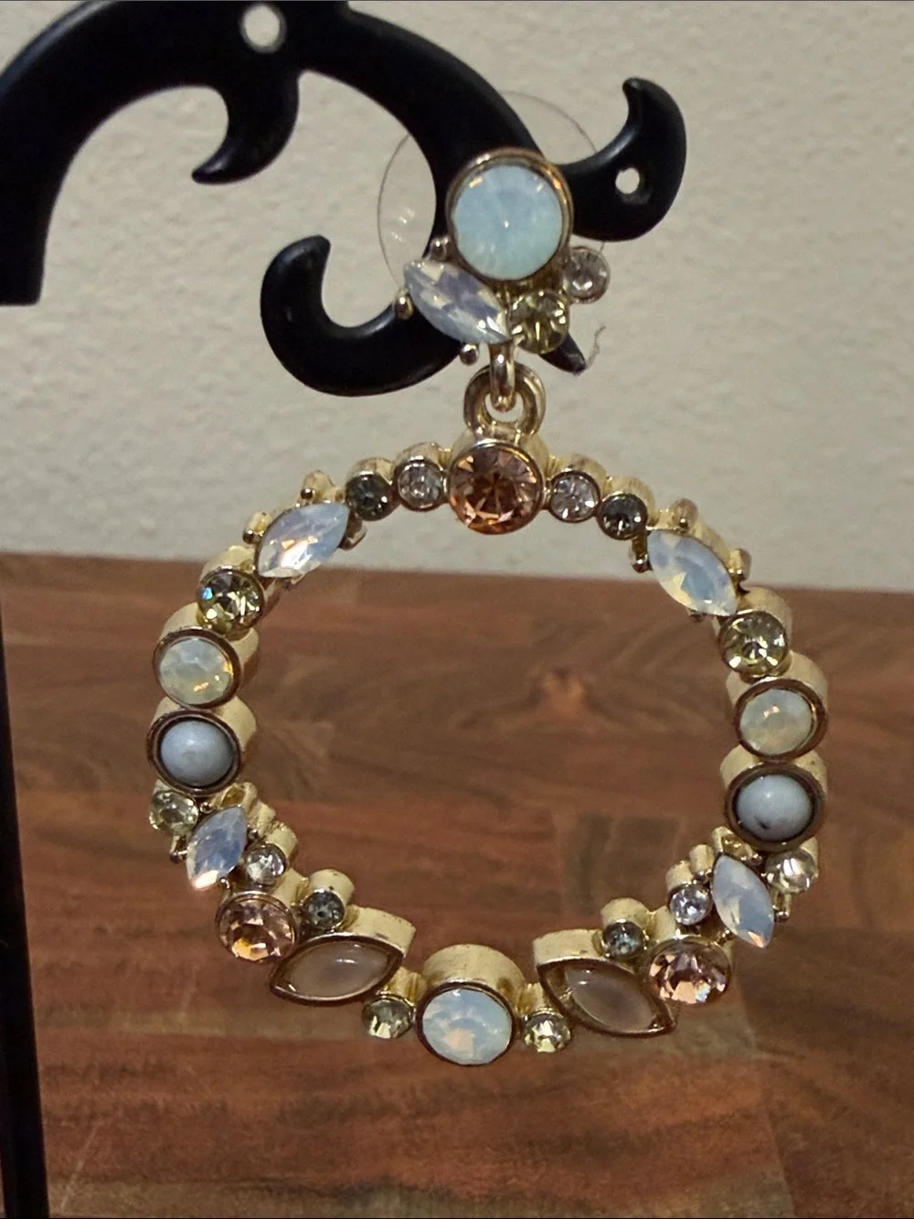 Loft Large Multi-Color Crystal Hoop Drop Earrings